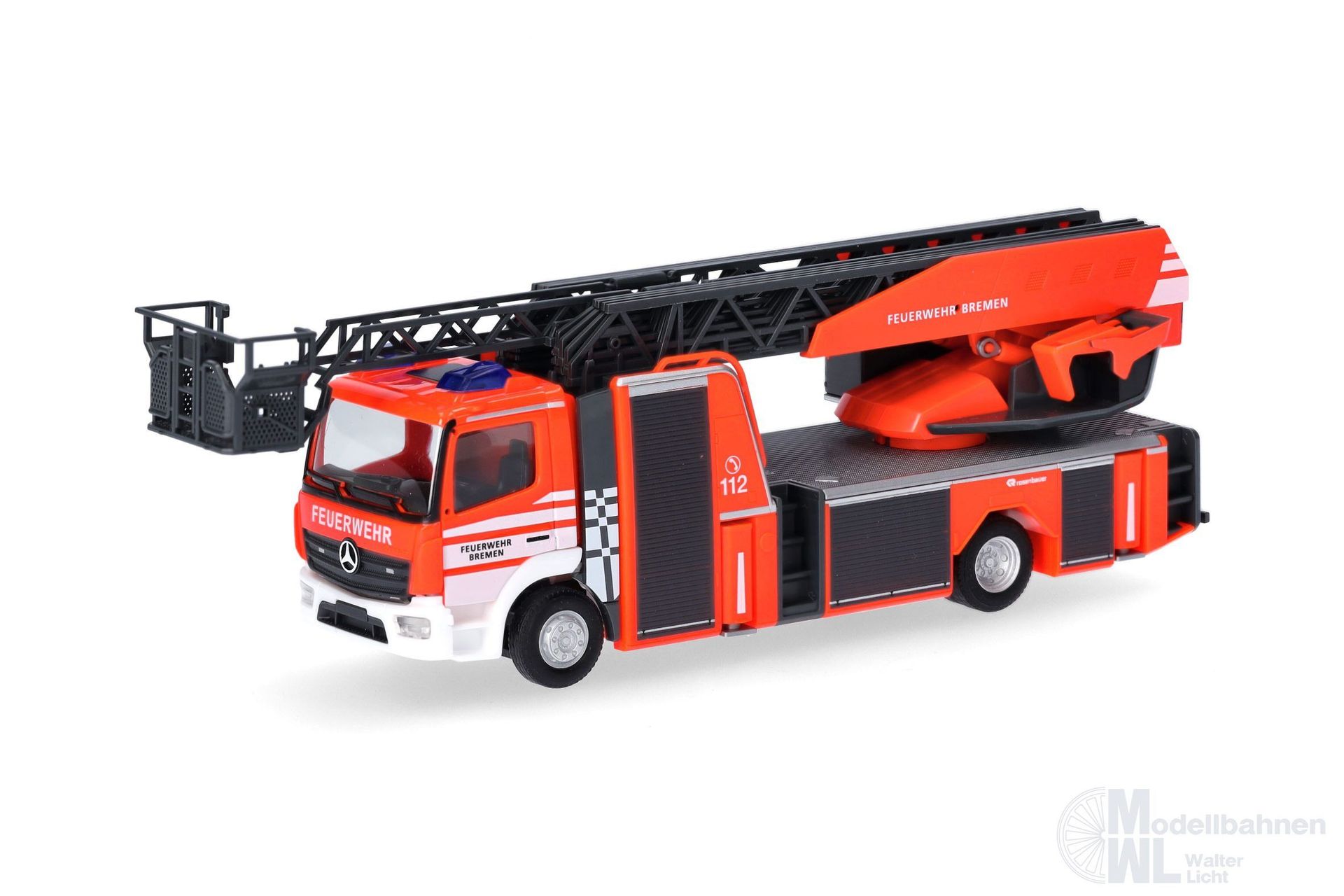 Herpa 097840 - Mercedes-Benz Atego `13 Rosenbauer Drehleiter Feuerwehr Bremen H0 1:87