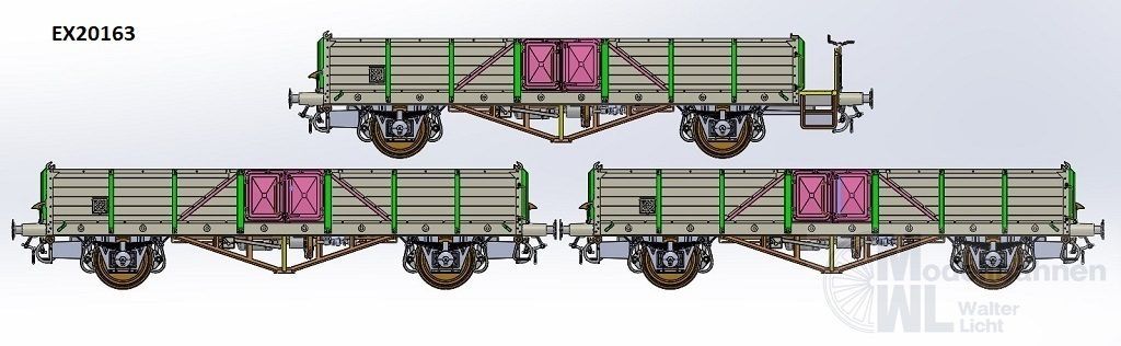 Exact Train 20163 - Güterwagen Set offen DB Ep.III Linz 3.tlg. H0/GL