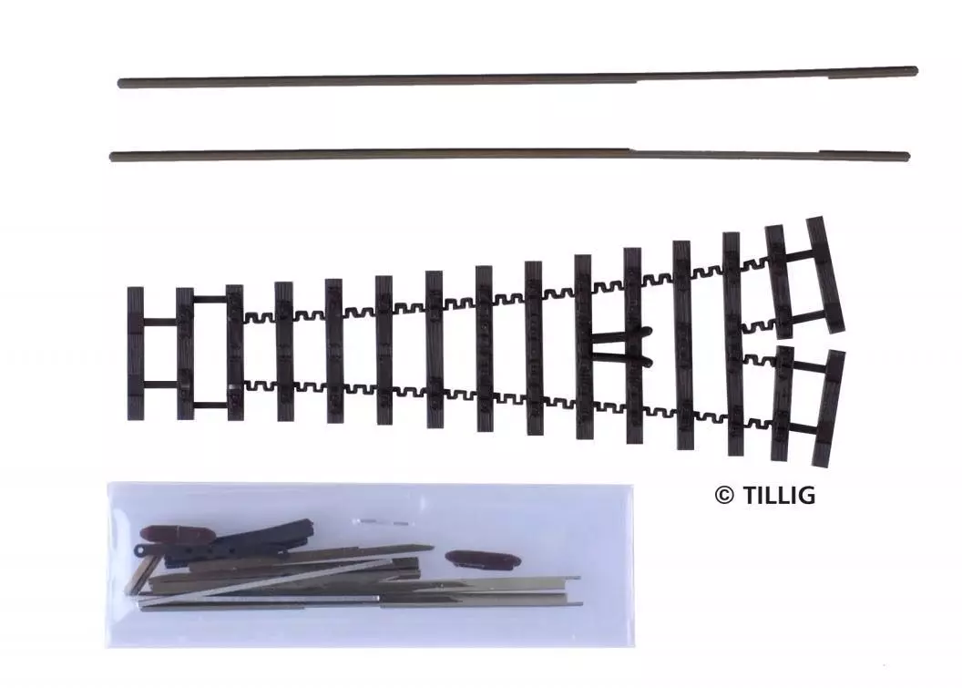 Tillig 85641 - Bausatz Weiche rechts/links 18° Länge 128 mm H0e