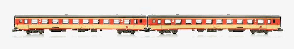 Jägerndorfer Modellbahn 60260 - Inlandsreisezugwagen Set ÖBB Ep.IV 2.tlg Jaffa-Lackierung N 1:160