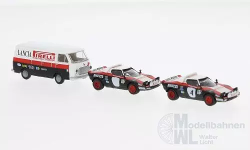 Brekina 29663 - TeamPirelli Sieger San Remo´78 mit Teambus und Ersatzwagen H0 1:87