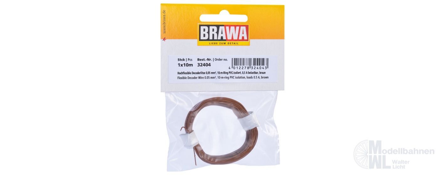 Brawa 32404 - Decoderlitze 0,05mm² braun 10 Meter