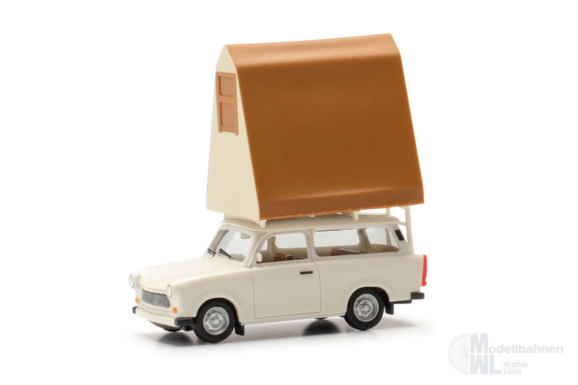 Herpa 024167-002 - Trabant 601 Universal grauweiß mit Dachzelt H0 1:87