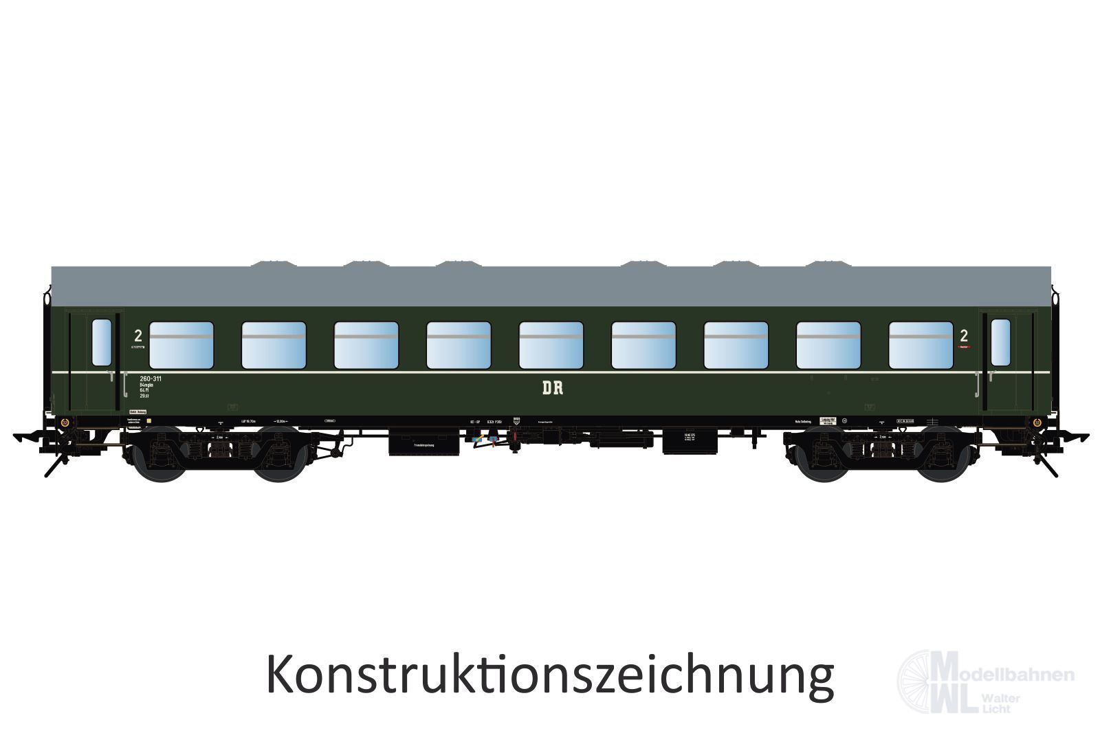 Lenz 41180-03 - Reko-Wagen DR Ep.III B4mgl 2.Kl Betr.-Nr.260-311 Spur 0