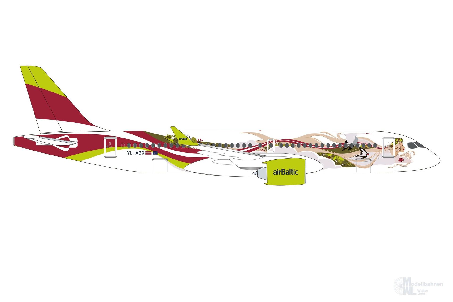 Herpa 573535 - A220-300 airBaltic 50th A220 1:200