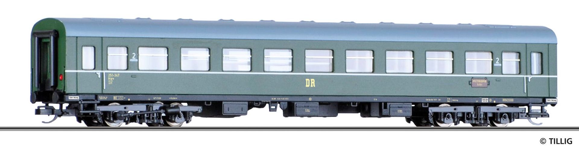 Tillig 95626 - Personenwagen DR Ep.III 2.Kl./Buffet TT 1:120