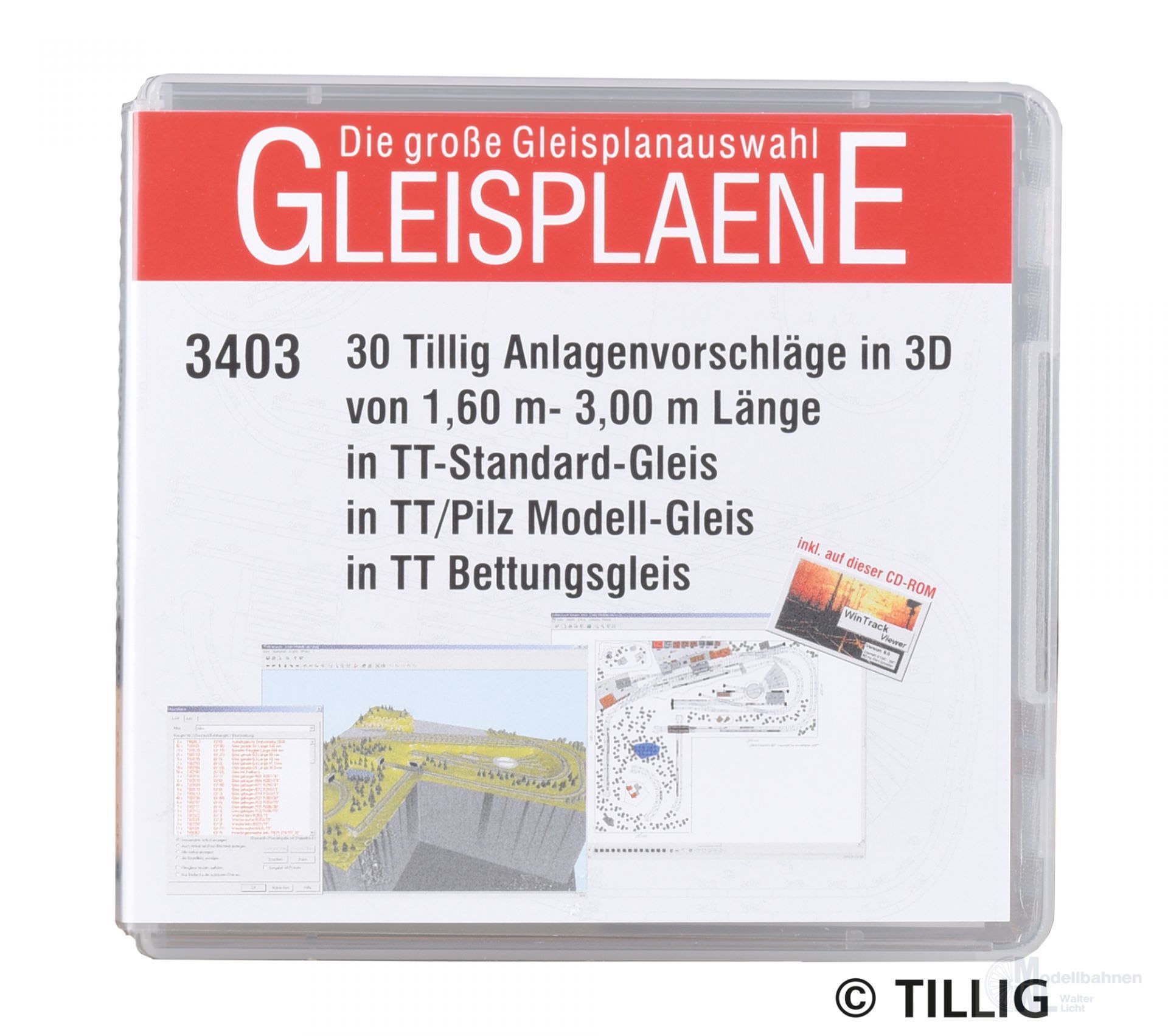 Tillig 09545 - Gleispläne 30 Vorschäge 1,6 - 3,0 m TT 1:120