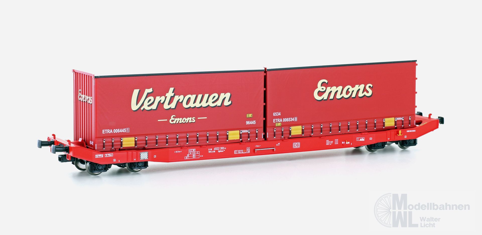 Mehano 28410 - Containerwagen DB CArgo Ep.VI Sgkkms 698 Emons H0/GL