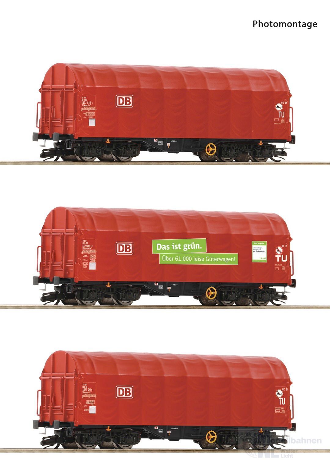 Roco 6680012 - Schiebeplanenwagen Set DB Ep.VI 3.tlg. TT 1:120