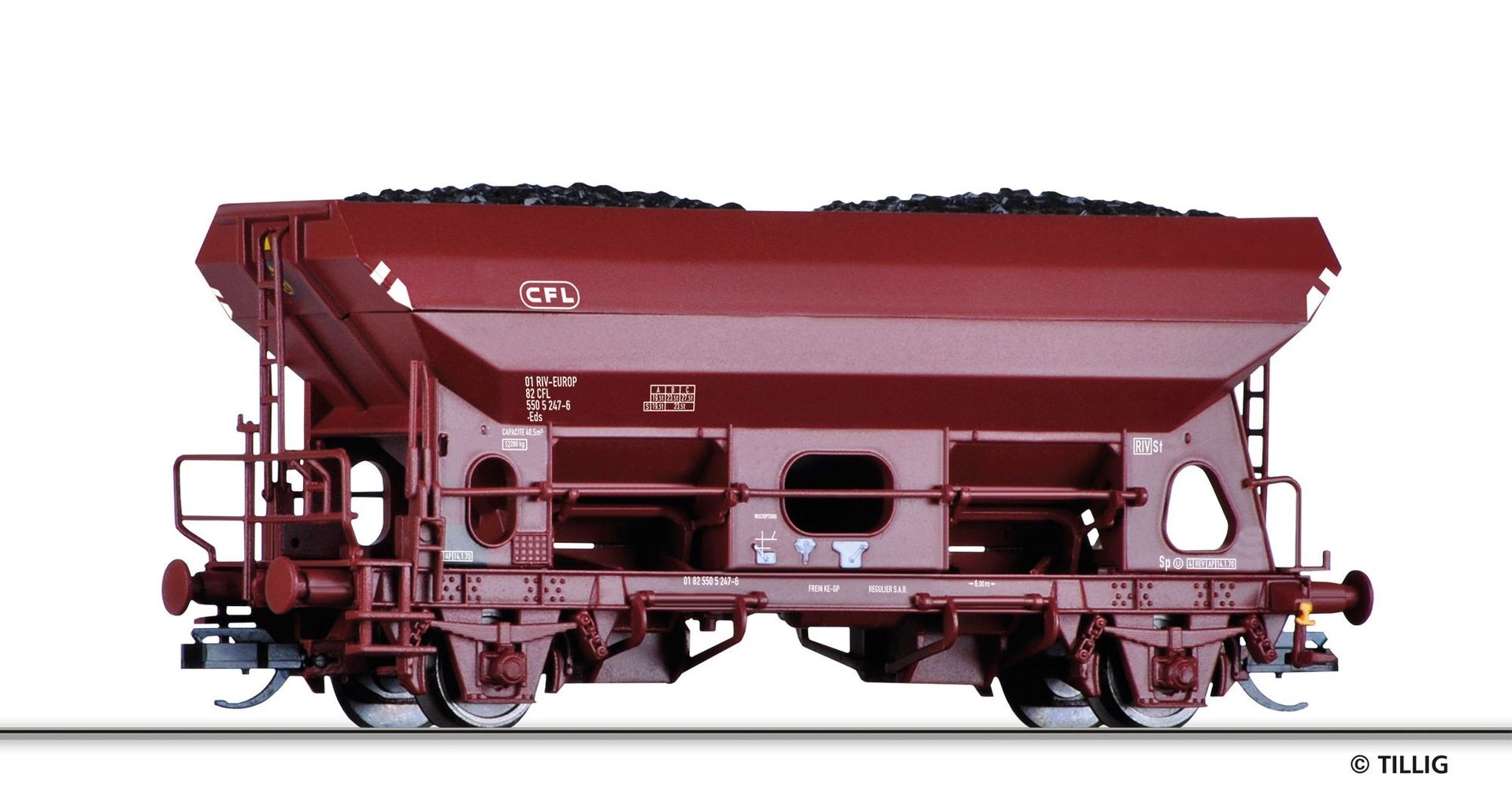 Tillig 17528 - Selbstentladewagen CFL Ep.IV Fcs TT 1:120