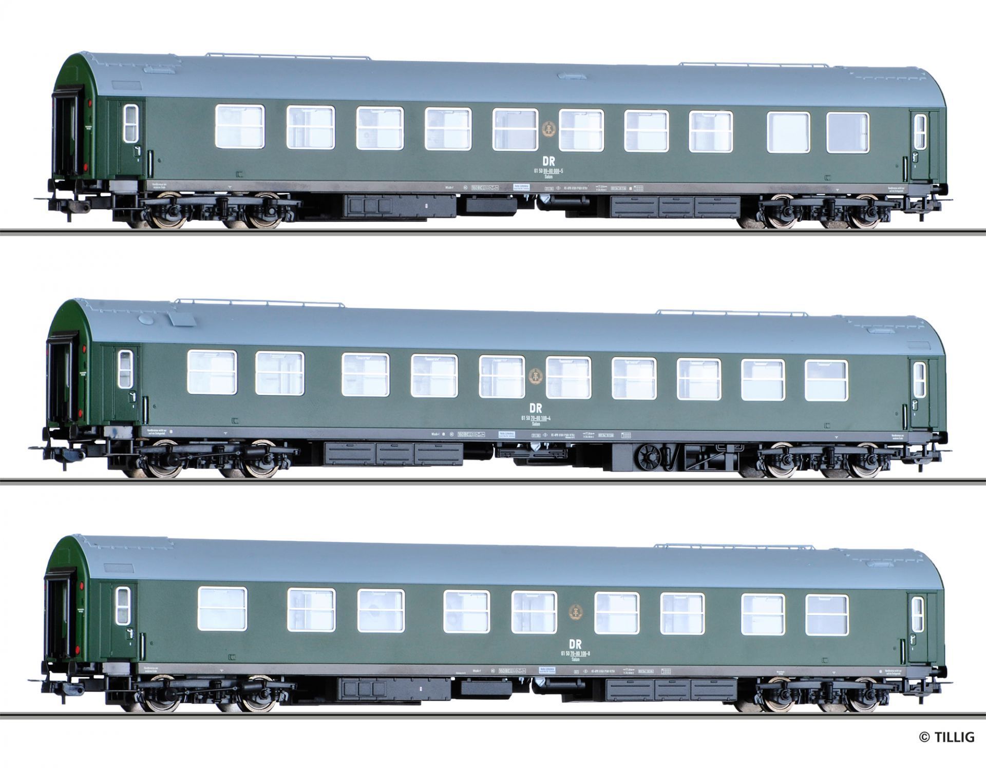 Tillig 70039 - Reisezugwagen Set DR Ep.IV Salonwagenzug der DDR Regierung H0/GL