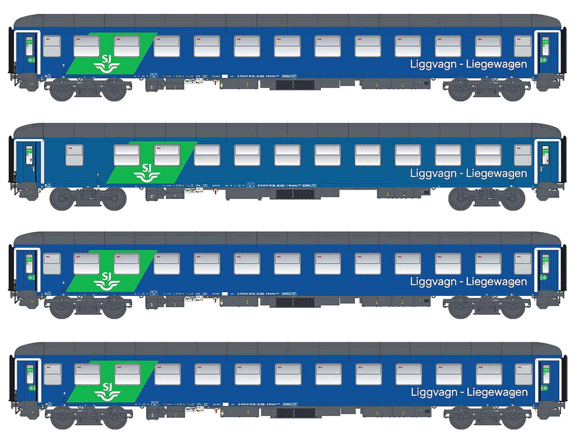 LS Models 98095N - Liegewagen Set SJ/RDC Ep.VI EN 346 4.tlg. N 1:160