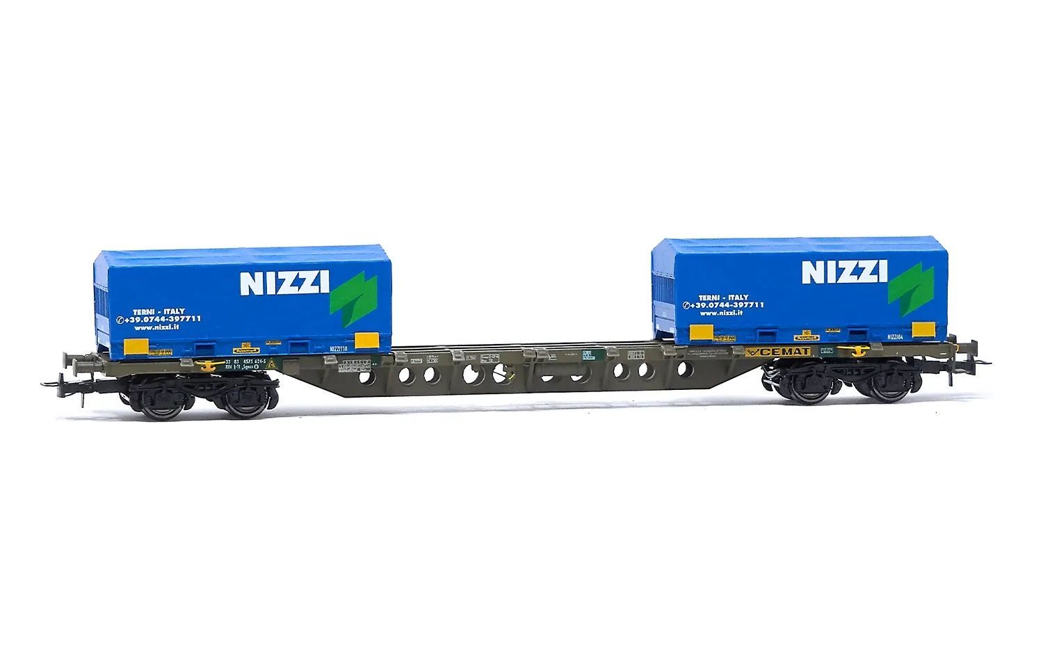 Rivarossi 6615 - Containertragwagen FS Cemat Ep.V/VI Coil Container NIZZI H0/GL