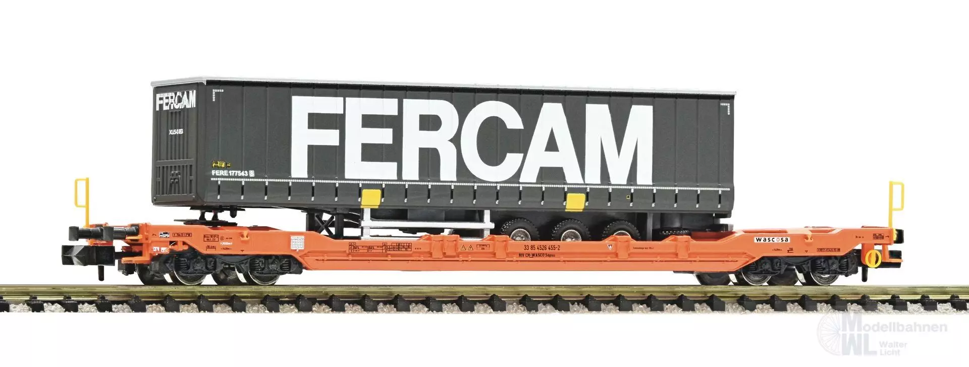 Fleischmann 6660040 - Taschenwagen Wascosa Ep.V/VI mit Auflieger Fercam N 1:160