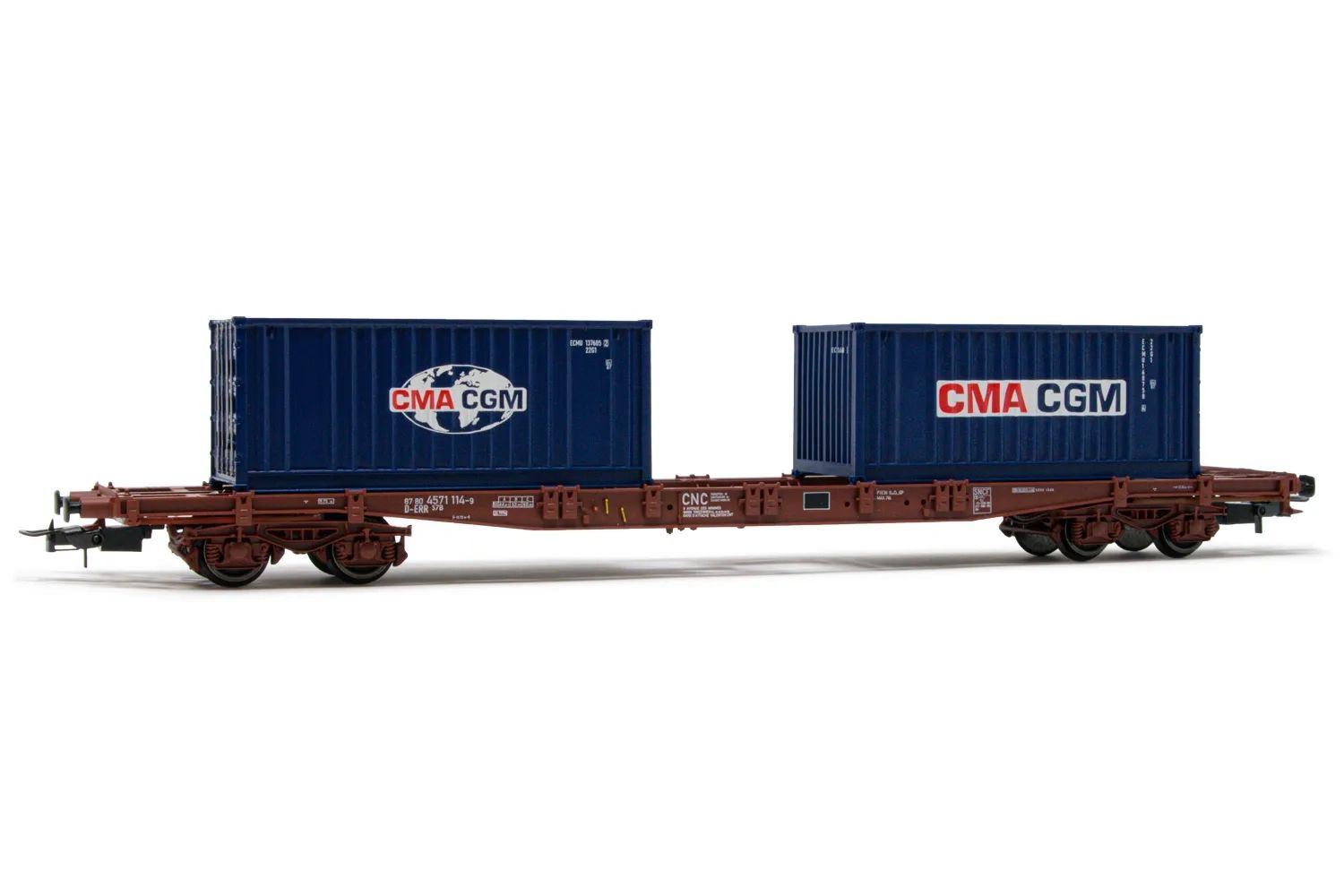 Rivarossi 6502 - Flachwagen ERR Ep.VI beladen mit 2 Containern CMA CGM H0/GL