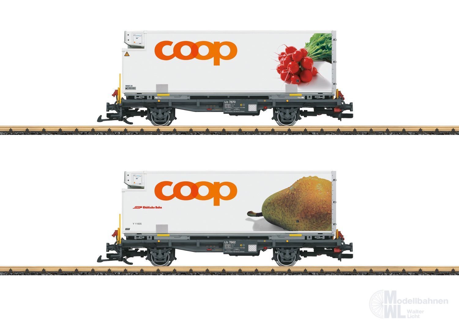 LGB  - Containerwagen Set RhB Ep.VI COOP Spur G 1:22,5