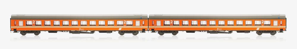 Jägerndorfer Modellbahn 60150 - UIC-X Reisezugwagen Set ÖBB 2x 2.Kl. Ep.IV reinorange 2.tlg. N 1:160