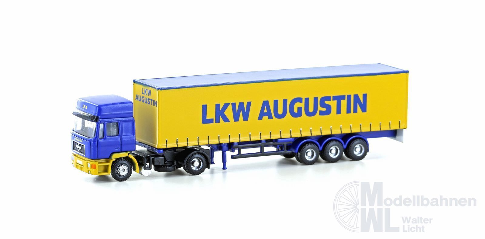 Lemke Minis 4069 - MAN F90 Gardinenplanen-Sattelzug LKW Augustin (AT) N 1:160