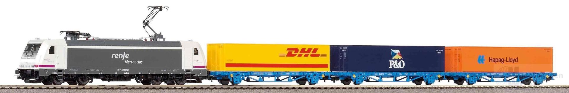 Piko 96900 - Statrset E-Lok Traxx RENFE und 3 Containerwagen H0/GL