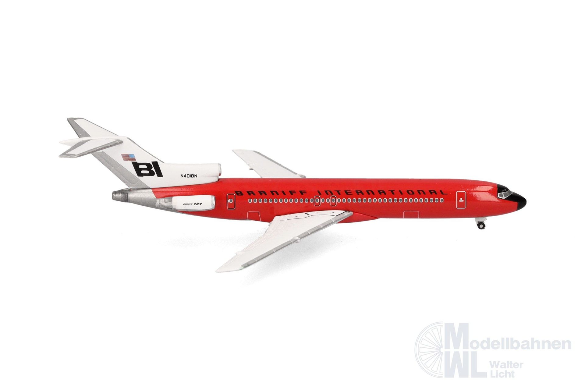 Herpa 537551 - B727-200 Braniff Solid Red 1:500