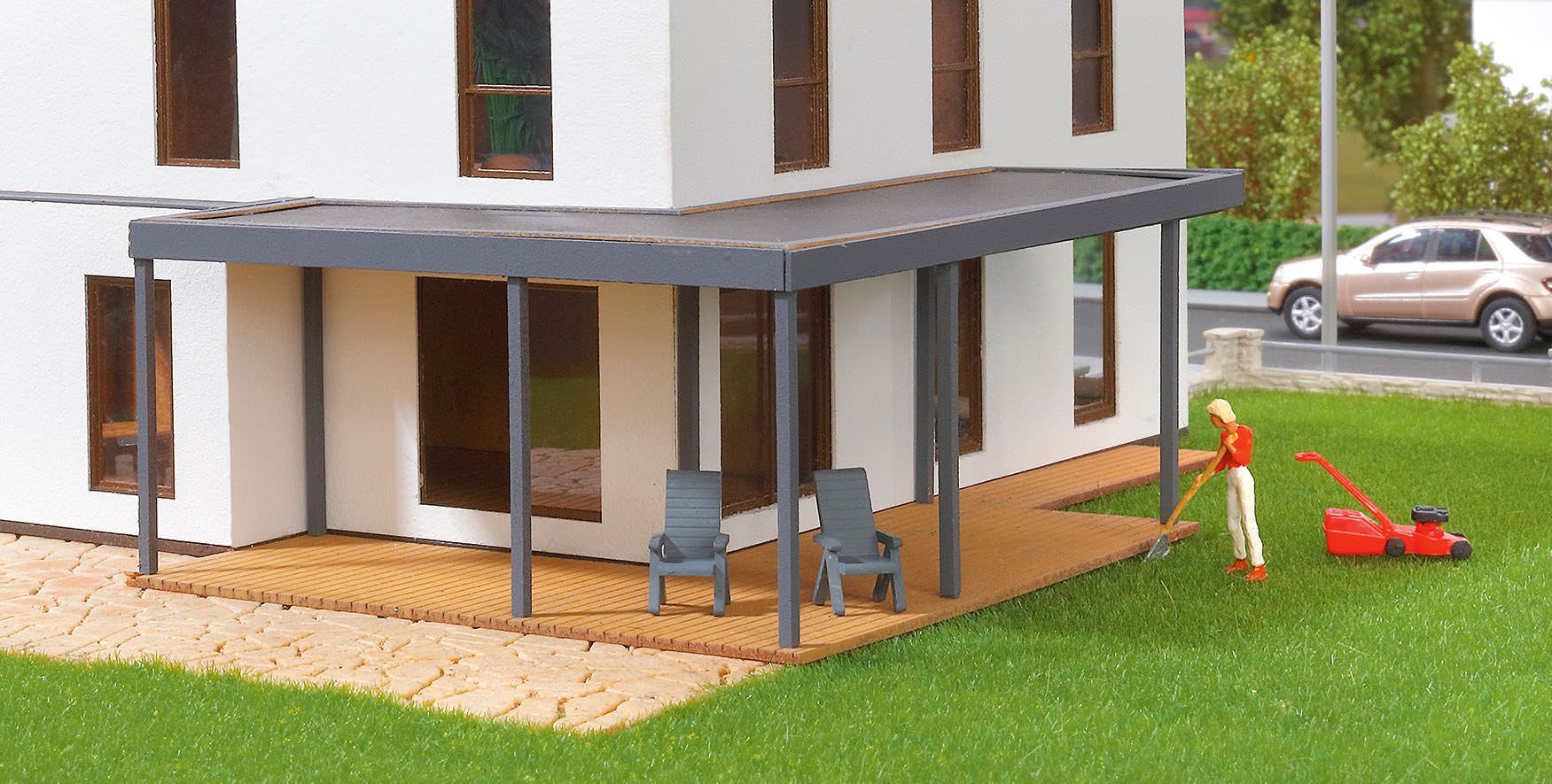 Kibri 38345 - Überdachte Terrasse Polyplate Bausatz H0 1:87