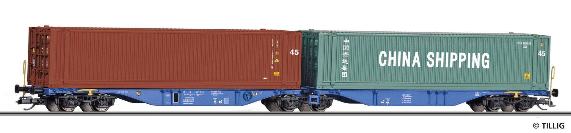 Tillig 18073 - Containertragwagen ACTS Ep.VI TT 1:120