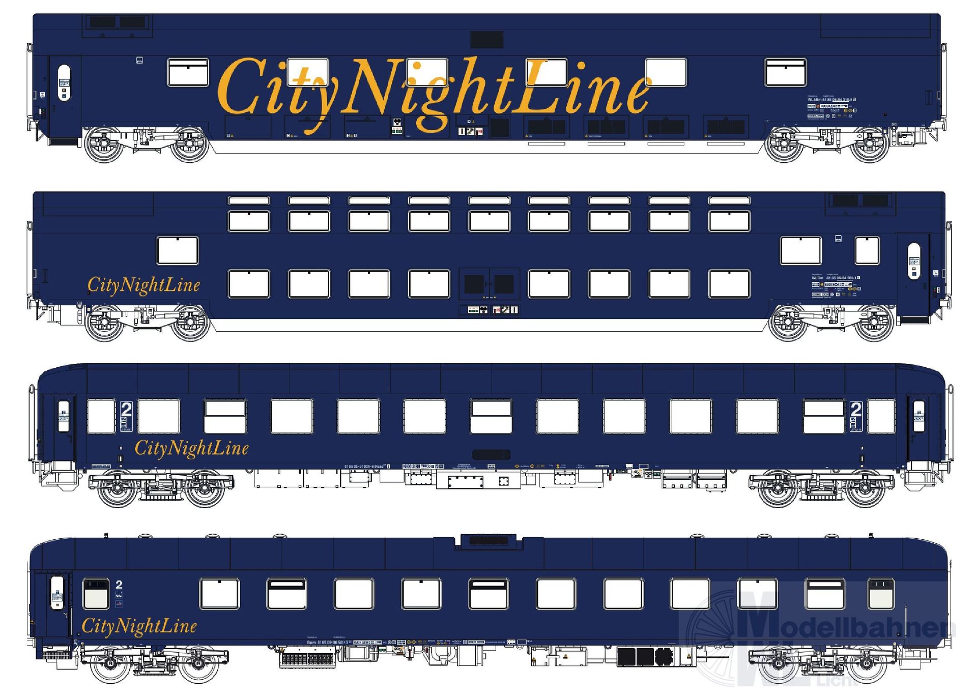 Jägerndorfer Modellbahn 97002N - Nachtzugwagen Set CNL Ep.V 4.tlg. Set 1 N 1:160