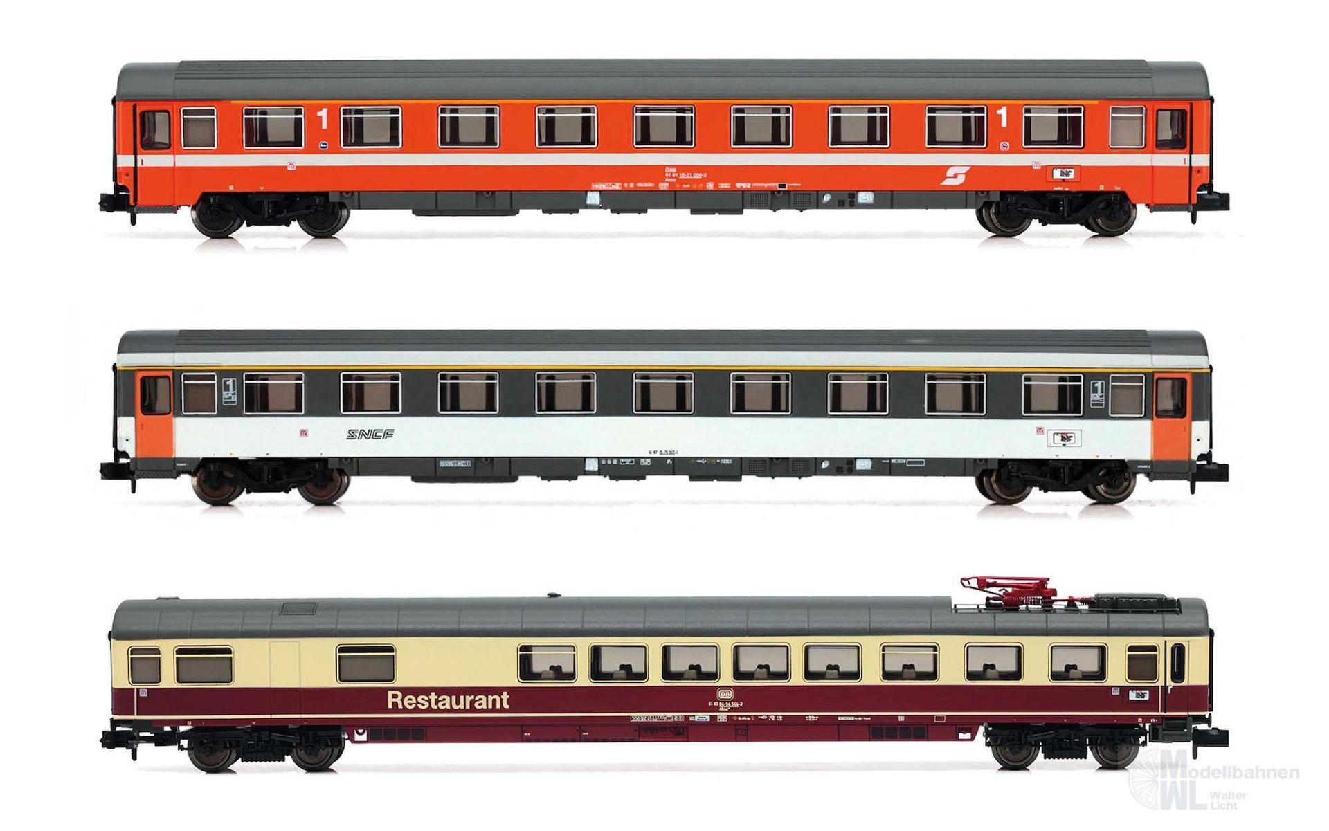 Arnold 4390 - Personenwagen Set ÖBB Ep.IV/V Mozart 3.tlg. Set 1 N 1:160