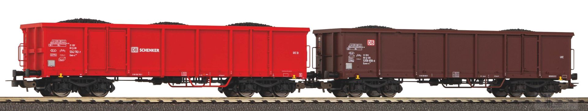 Piko 58275 - Güterwagen Set DB Ep.VI 2.tlg. mit Kohleladung 2.tlg. H0/GL