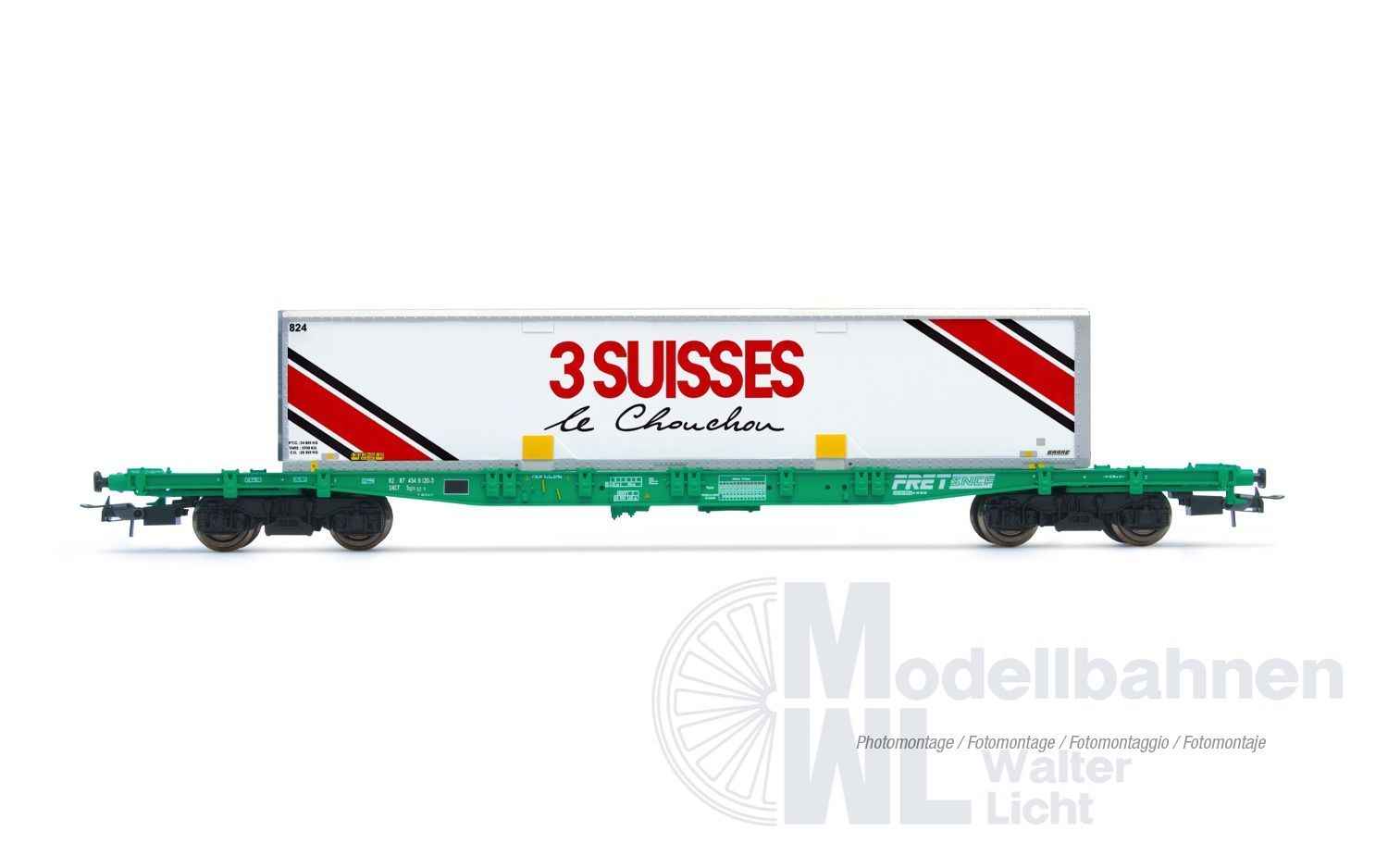 Jouef 6277 - Containertragwagen SNCF Ep.IV 3 Suisses H0/GL