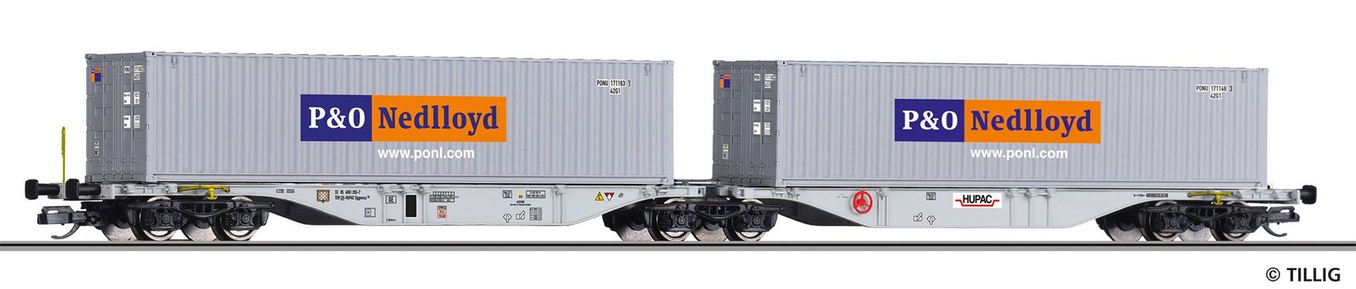 Tillig 18068 - Containertzragwagen HUPAC AG Ep.VI TT 1:120