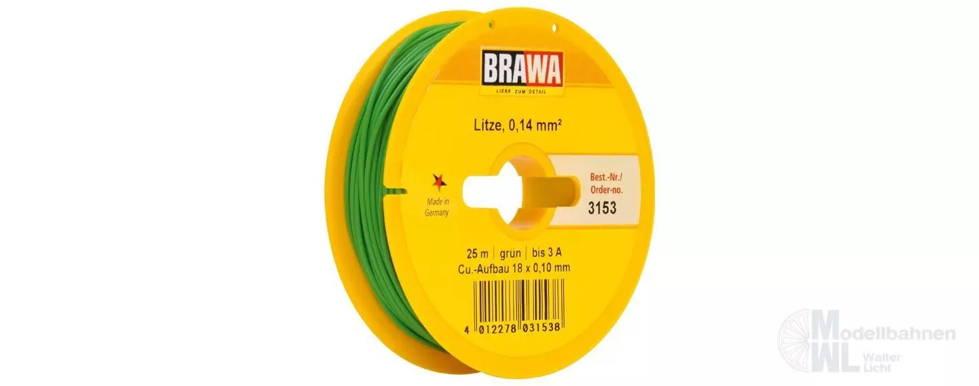 Brawa 3153 - Litze grün 25 Meter