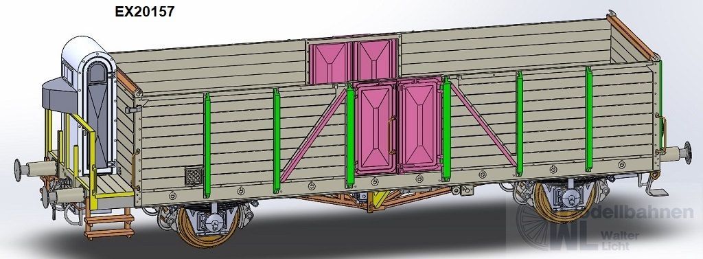 Exact Train 20157 - Güterwagen offen DR Ep.III mit Bremserhaus Villach H0/GL