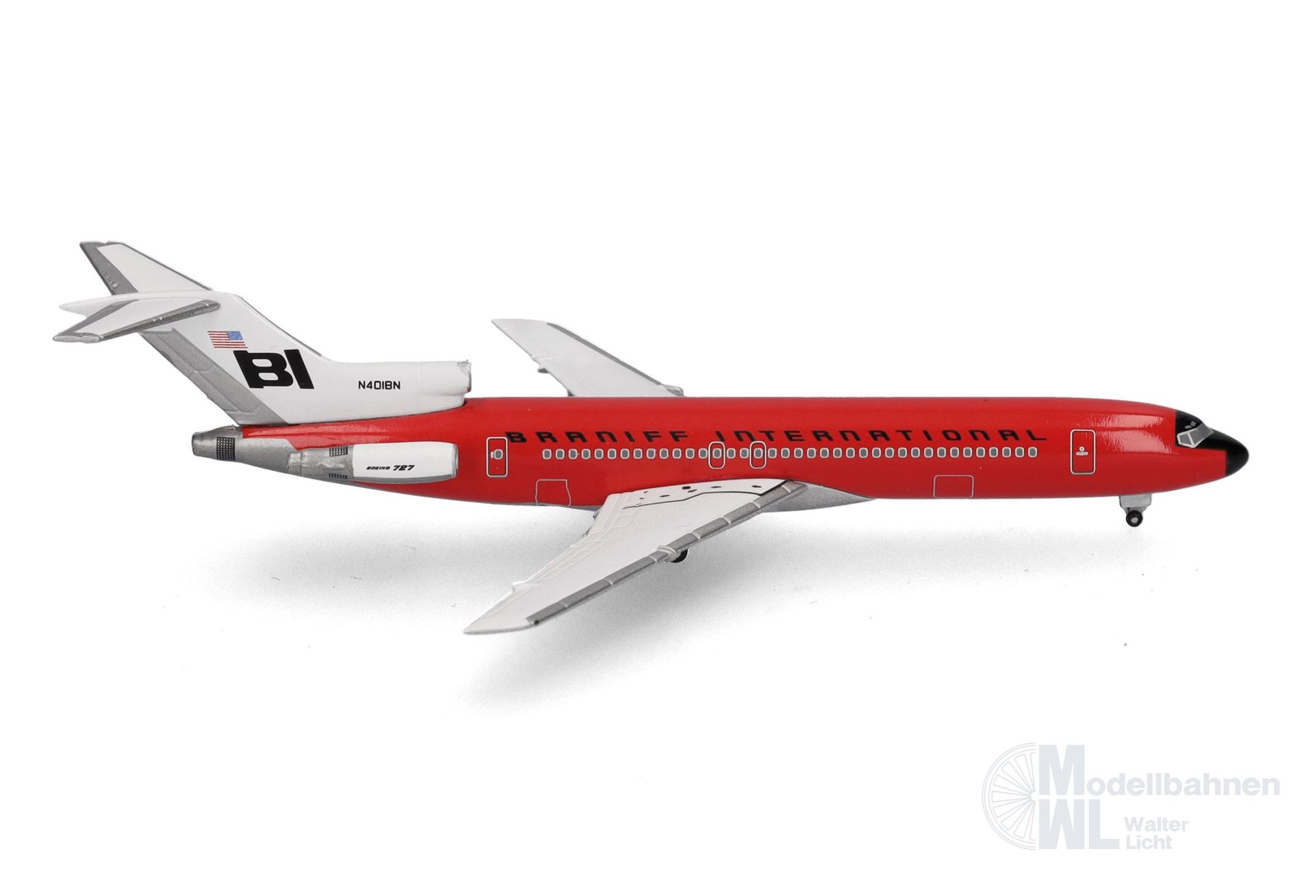 Herpa 537551 - B727-200 Braniff Solid Red 1:500