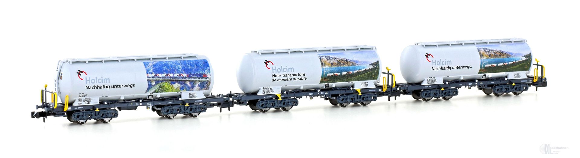 Hobbytrain 23493 - Zementsilowagen Set Holcim Ep.VI Uacs 3.tlg. N 1:160