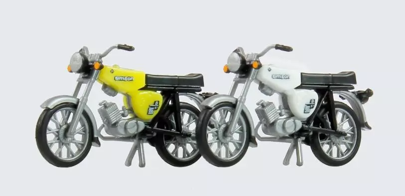 Kres 10161 - Motorrad Simson S51 weiß und schwefelgelb 2 Stück H0 1:87