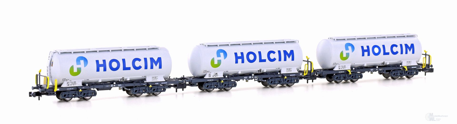 Hobbytrain 23492 - Zementsilowagen Set Holcim Ep.VI Uacs neues Logo 3.tlg. N 1:160