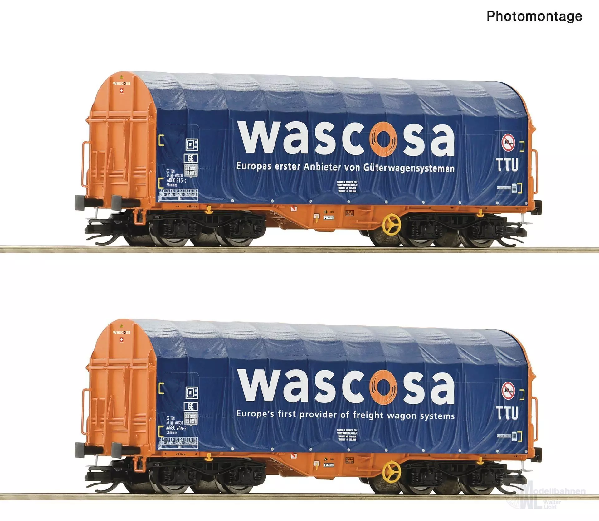 Roco 6680006 - Schiebeplanenwagen Set  Wasoca Ep.VI 2.tlg. TT 1:120