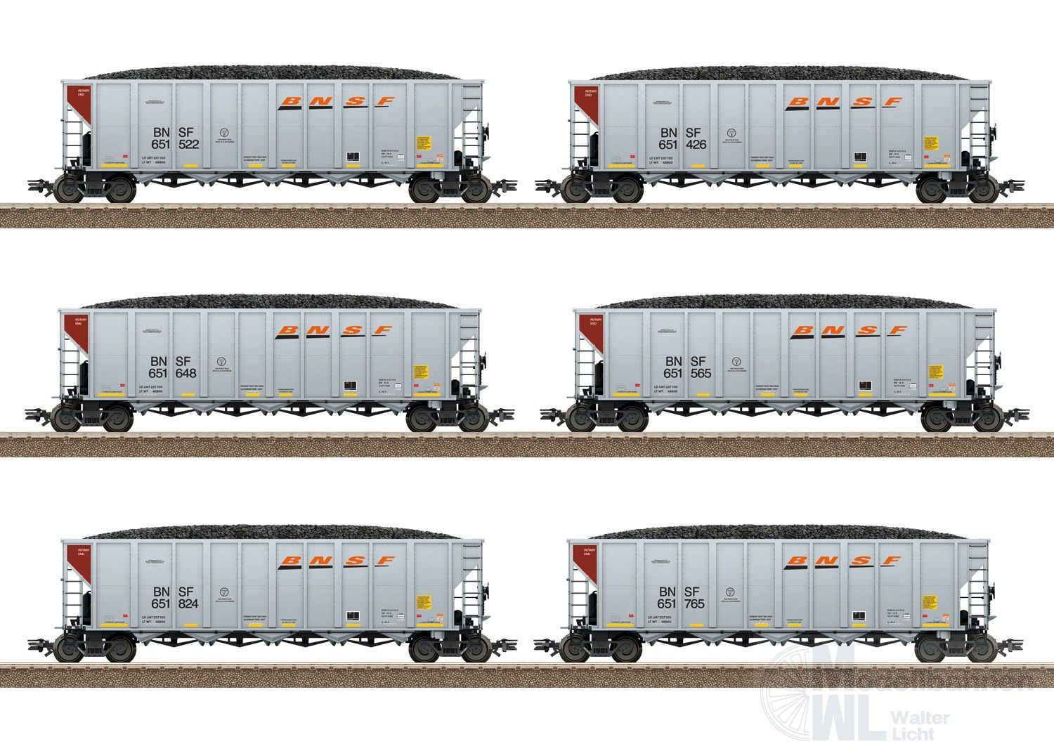 Trix 24911 - US Hopper Car-Set BNSF Ep.VI 6.tlg. H0/GL 