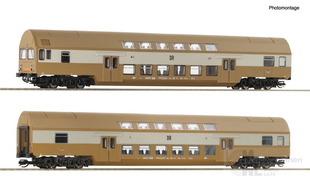 Roco 6280025 - Doppelstockwagen Set DR Ep.IV 2.tlg. 1.Betr.Nr. TT 1:120