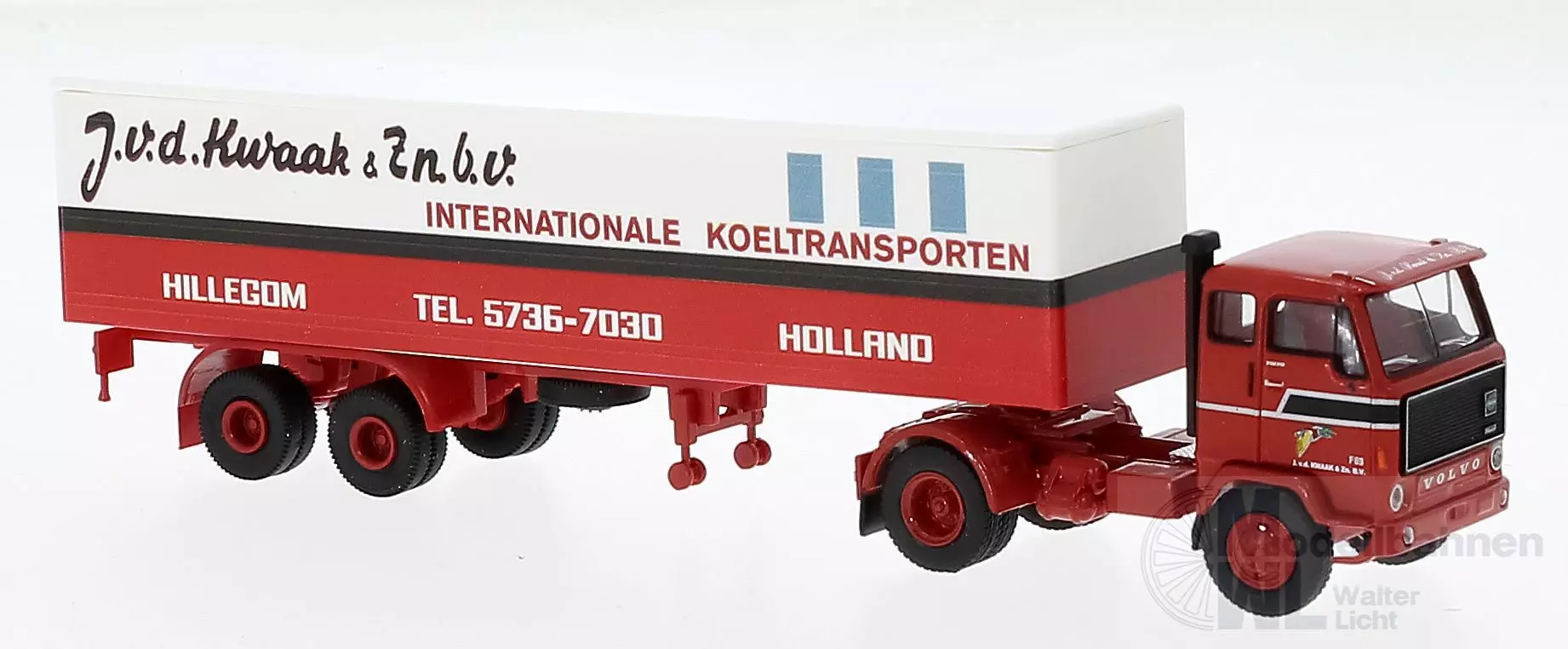 Brekina 85687 - Volvo F89 Koffersattelzug Kwak klassisch (NL) H0 1:87