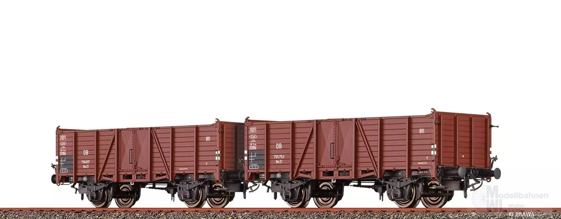 Brawa 48450 - Güterwagen Set DB Ep.III Om21 2.tlg. H0/GL