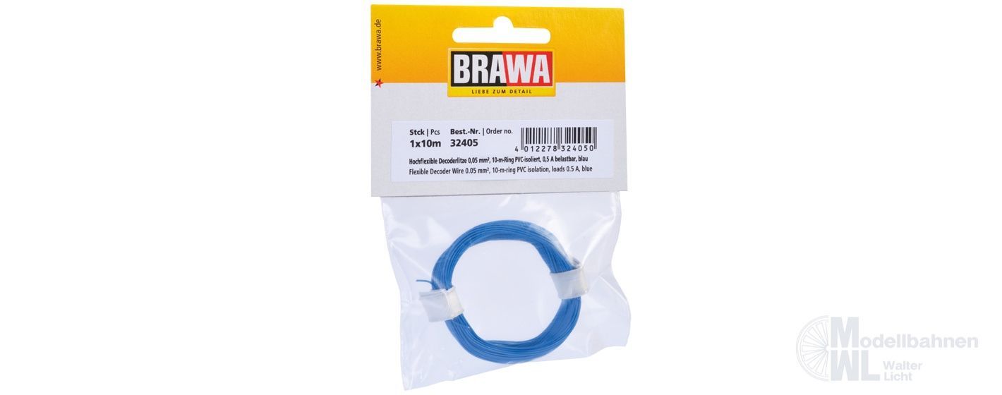 Brawa 32405 - Decoderlitze 0.05qmm blau 10 Meter