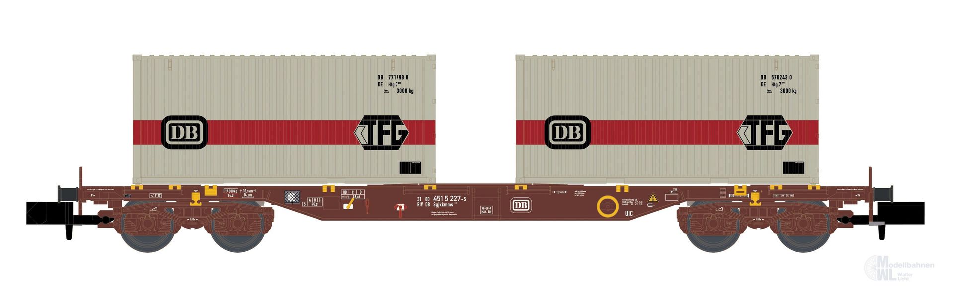 Hobbytrain 23201 - Containerwagen DB Ep.IV Sgjkkmms 699 DB/TFG N 1:160