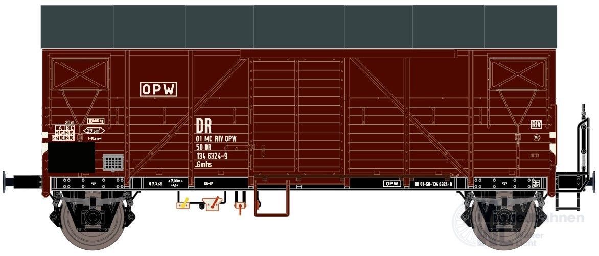 Exact Train 23656 - Güterwagen gedeckt DR Ep.IV Gmhs H0/GL