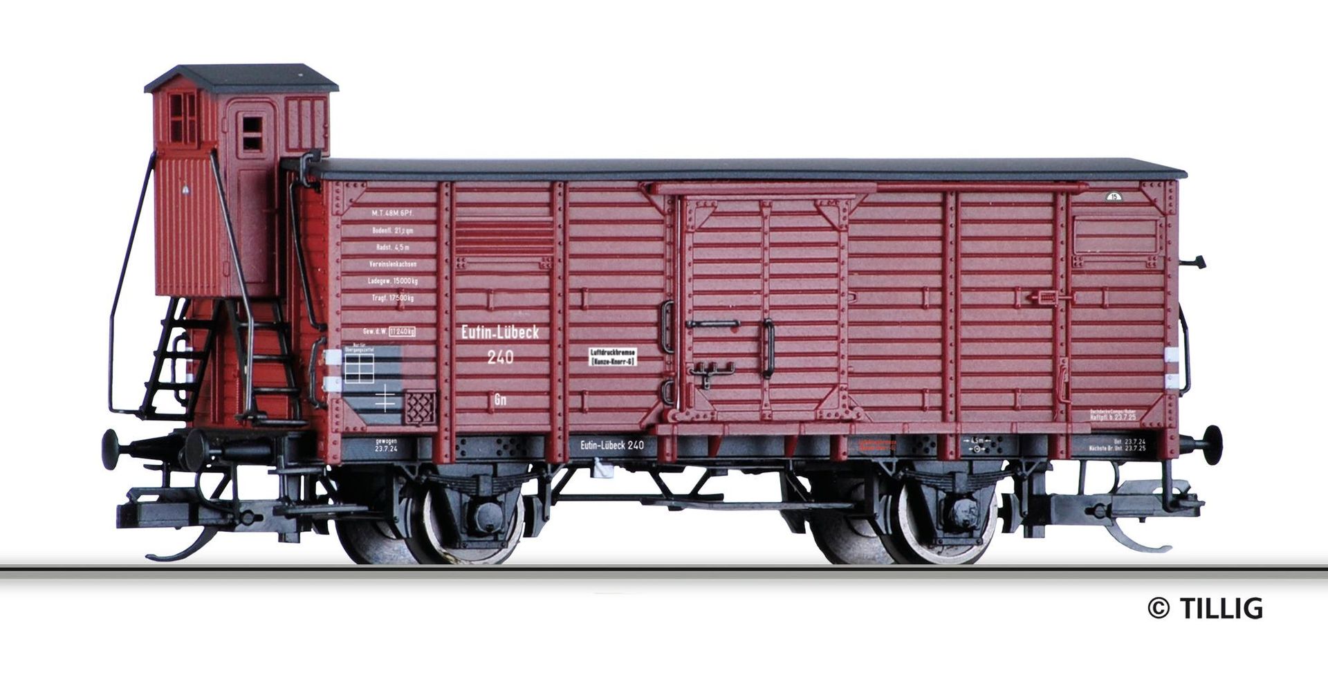 Tillig 17930 - Güterwagen gedeckt Eutin-Lübecker Eisenbahn Ep.II TT 1:120