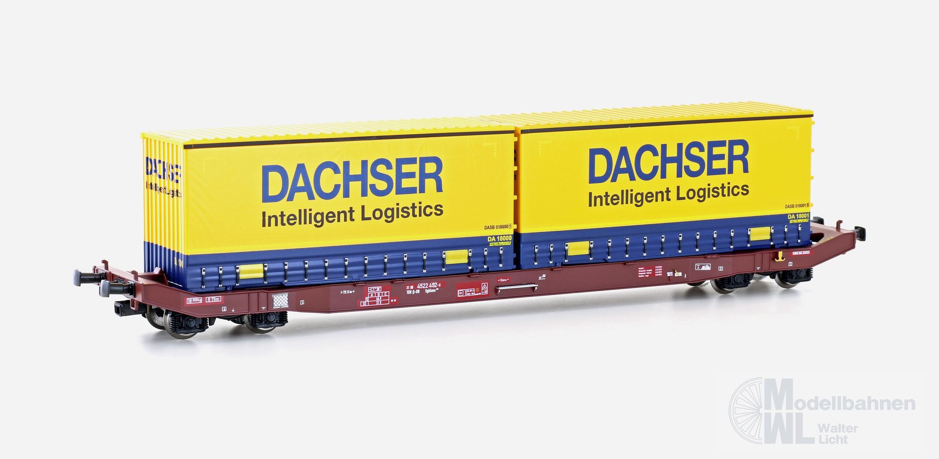 Mehano 28409 - Containerwagen DB Cargo Ep.VI Sgkkms 698 Dachser H0/GL