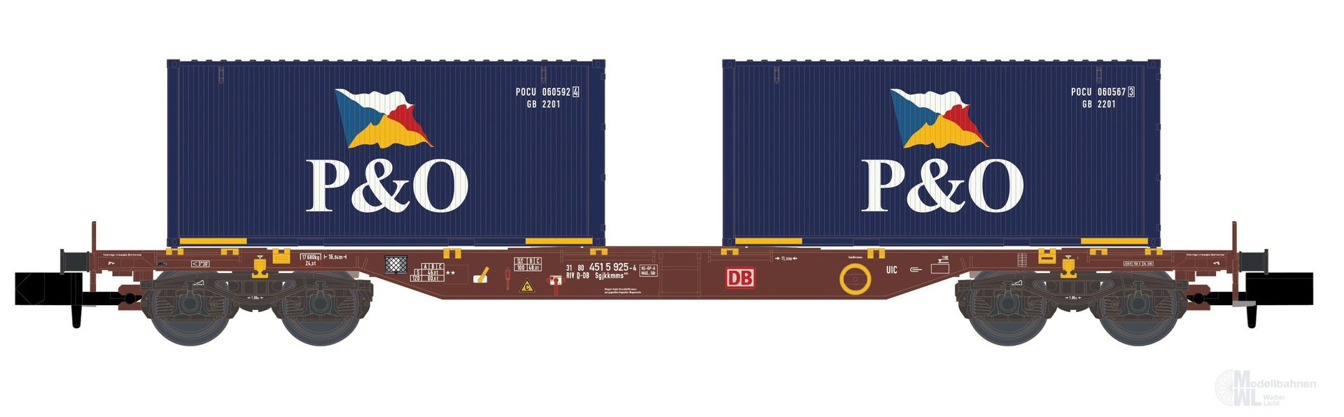 Hobbytrain 23203 - Containerwagen DB Ep.IV Sgjkkmms 699 P&O N 1:160