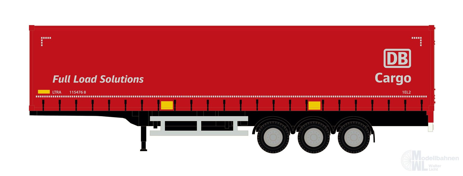 Lemke Minis 4074 - Gardinenplanen-Auflieger DB Cargo / Full Load Solutions N 1:160