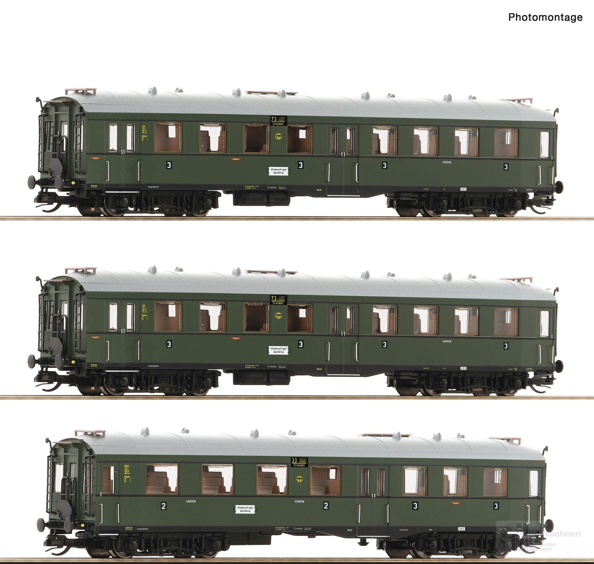 Roco 6280001 - Personenwagen Set DRG Ep.II Altenberger 3.tlg. TT 1:120